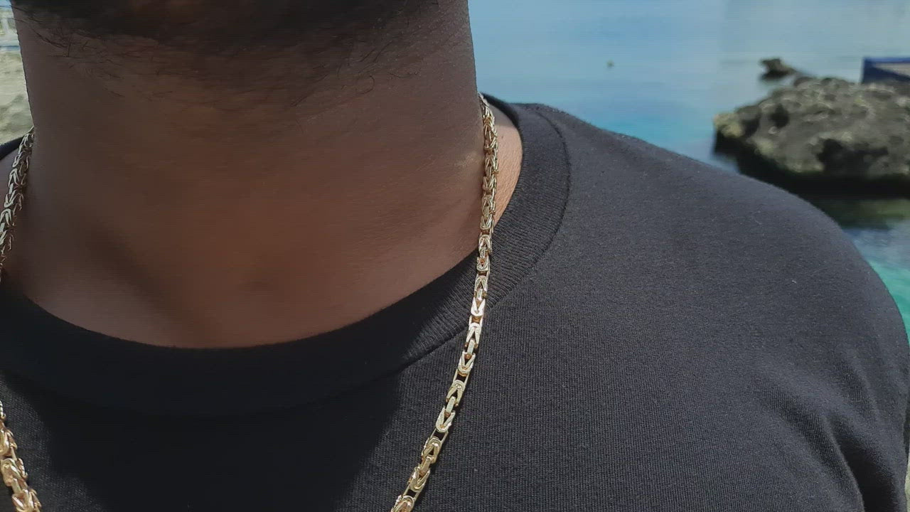 Premium 14k Gold Byzantine Chain - 4MM, Multiple Lengths