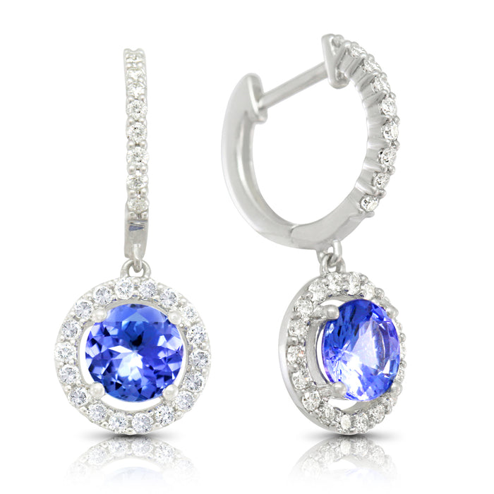 Tanzanite 1.60 ct tw earrings with 0.65 ct tw Diamonds & 14kt Gold