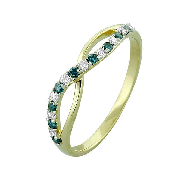 Blue and White Diamond Ring 0.22cttw 14kt Gold