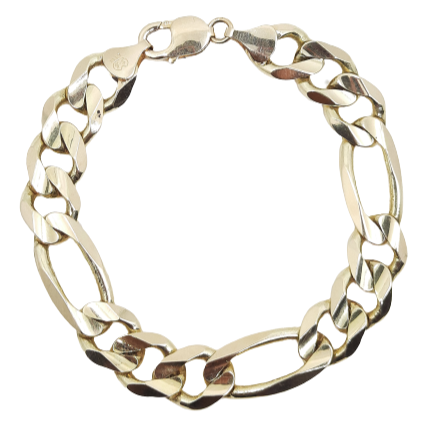 Women's Figaro Link Bracelet 14kt 12MM 8.5"
