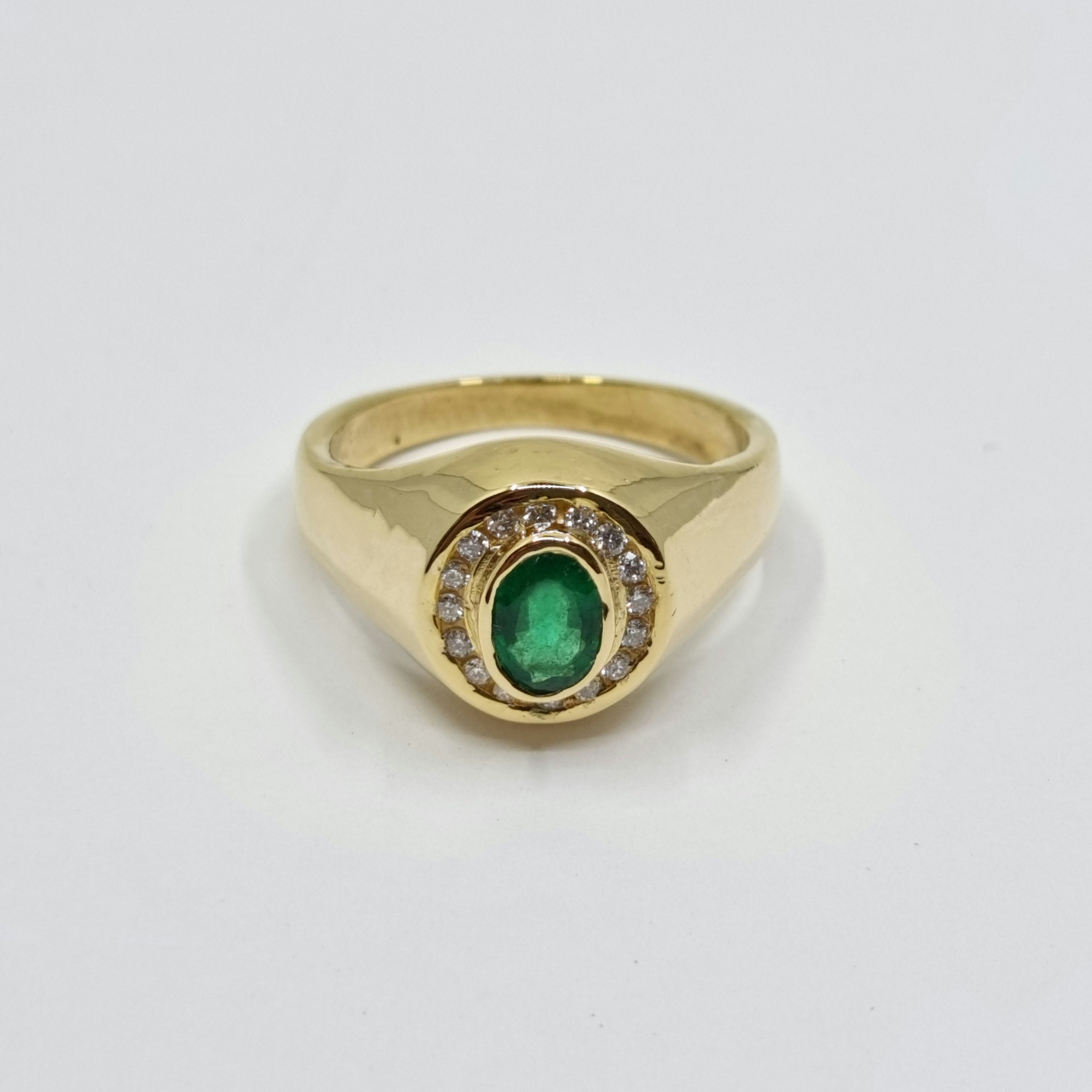 Men's Ring Emerald 0.80ct and Diamond Ring 0.20ct tw 14kt Gold