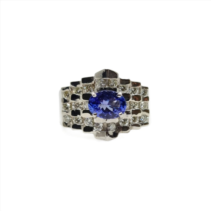 Men's Ring Tanzanite 1.35ct with Diamond 1.00ct in 14kt Gold