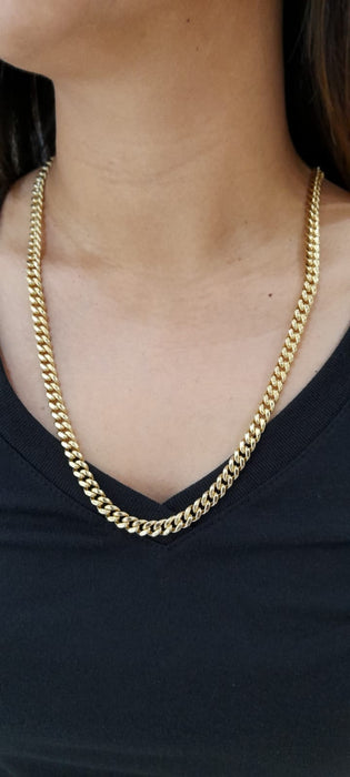 Women Miami Cuban Chain 14kt 7MM - All lengths available