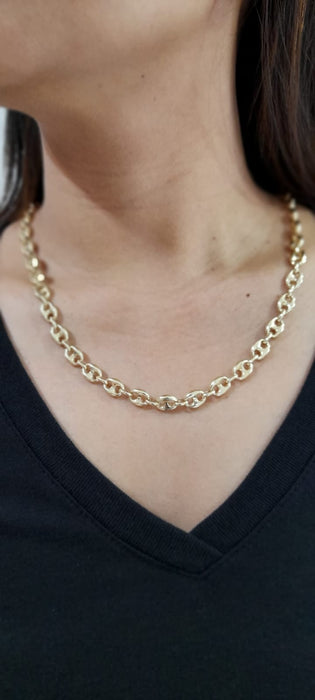 Women Puff Mariner Chain 14kt 4MM - All lengths available