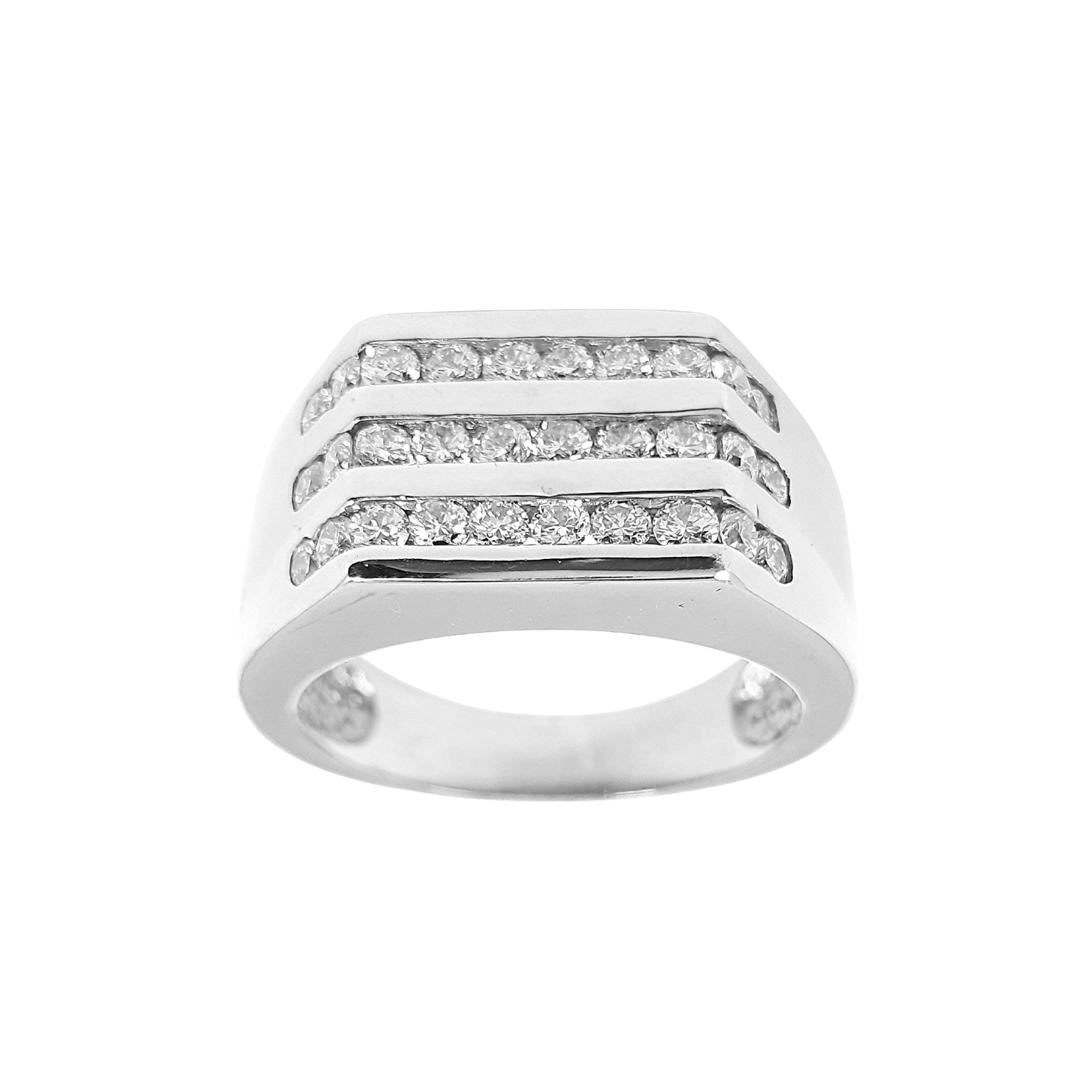 Men's Three Row Diamond Ring 1.75 ct tw 14kt Gold