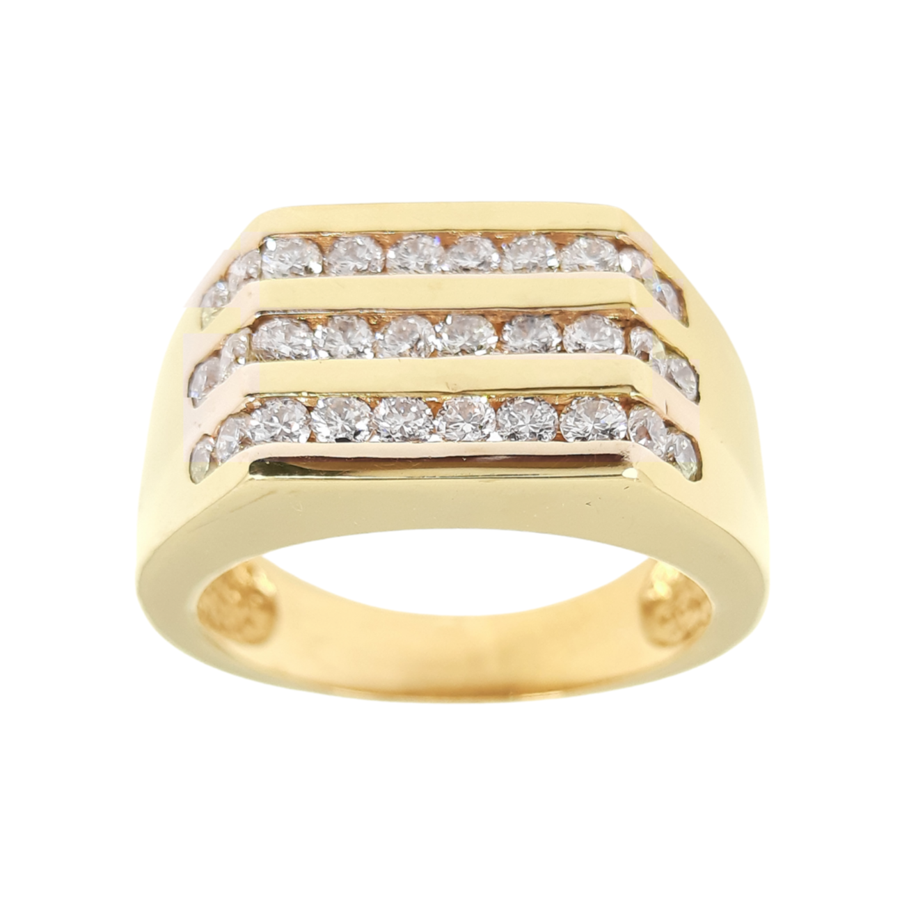 Men's Three Row Diamond Ring 1.75 ct tw 14kt Gold