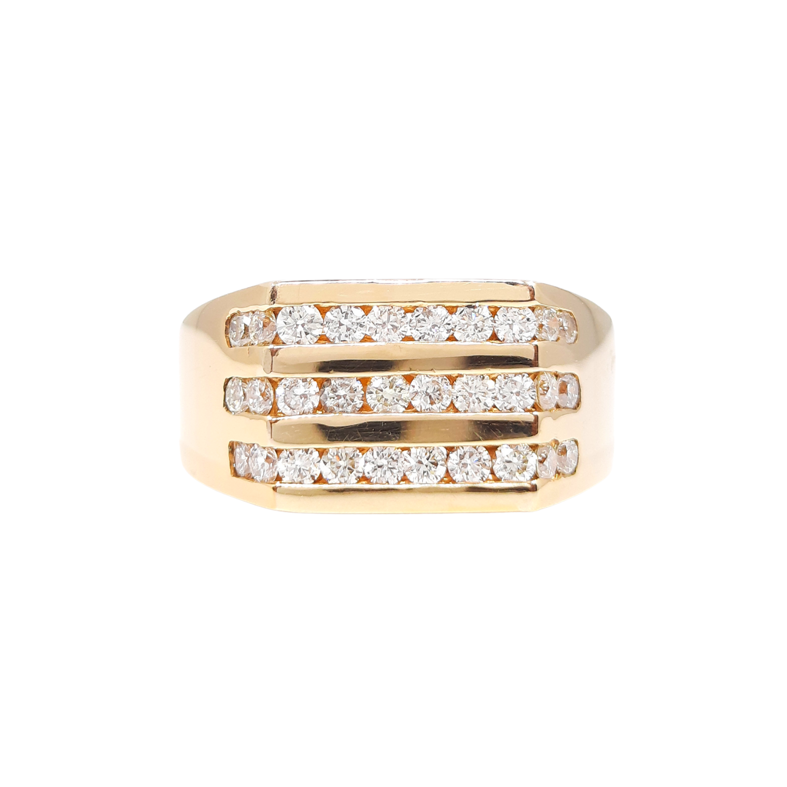 Men's Three Row Diamond Ring 1.75 ct tw 14kt Gold