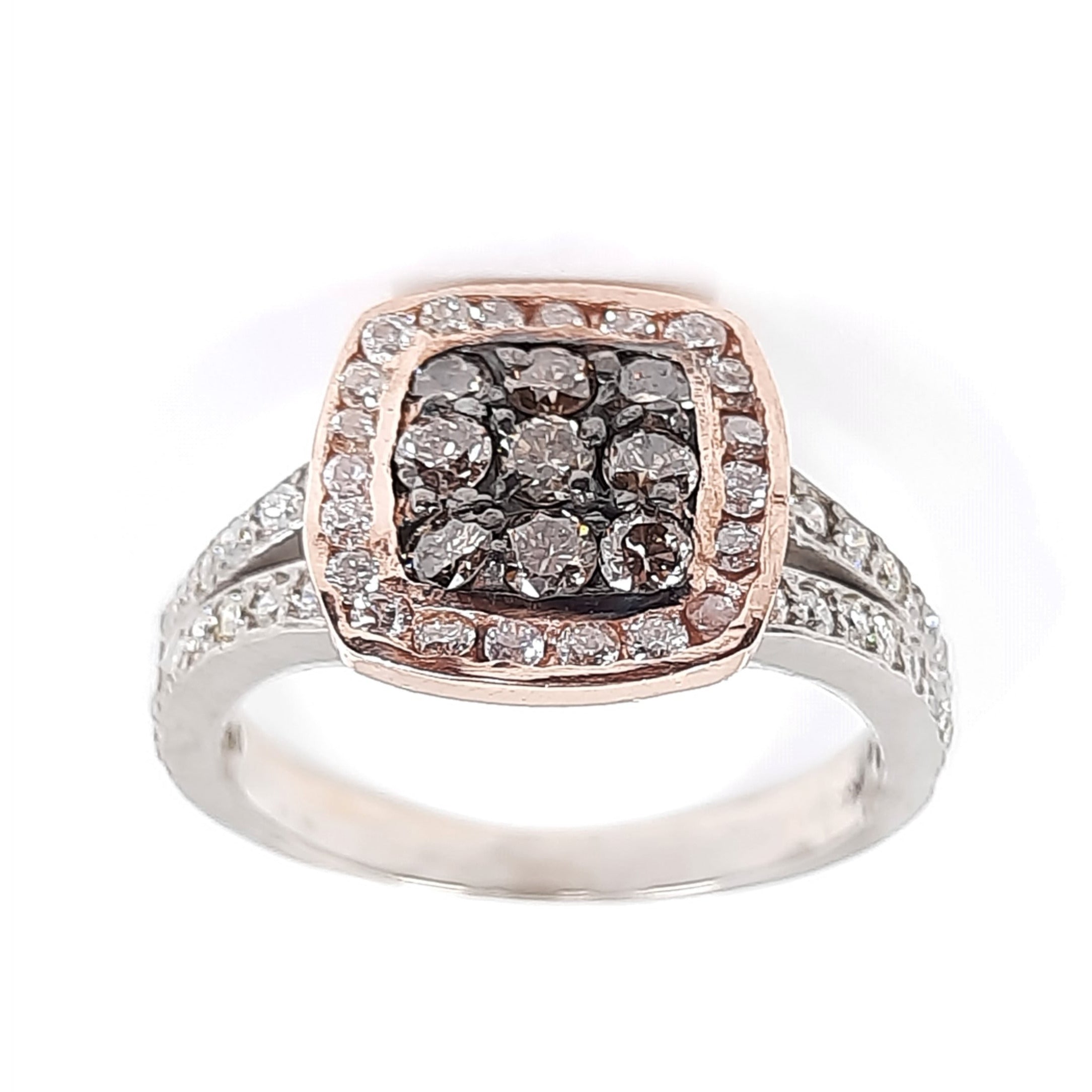 Amante Choco 0.40cttw and Diamond 0.80cttw Ring 14kt White and Rose Gold