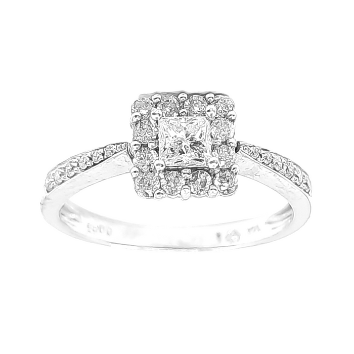 Princess & Round Diamond Ring 0.85 ct tw Engagement Ring Women's 14kt Gold