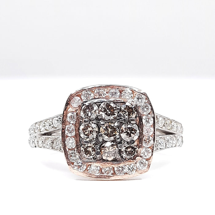 Amante Choco 0.40cttw and Diamond 0.80cttw Ring 14kt White and Rose Gold