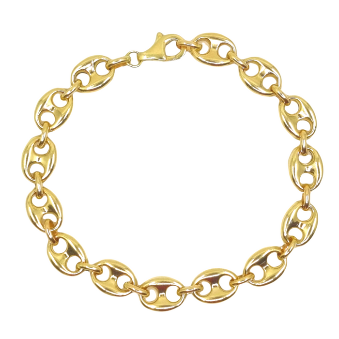 Women's Puff Mariner Link Bracelet 14kt 8MM 8.5"