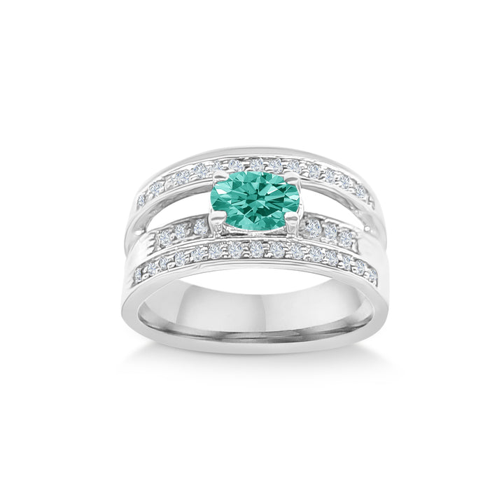 Emerald 0.75ct tw and Diamond 0.40ct tw Women's Ring 14kt Gold