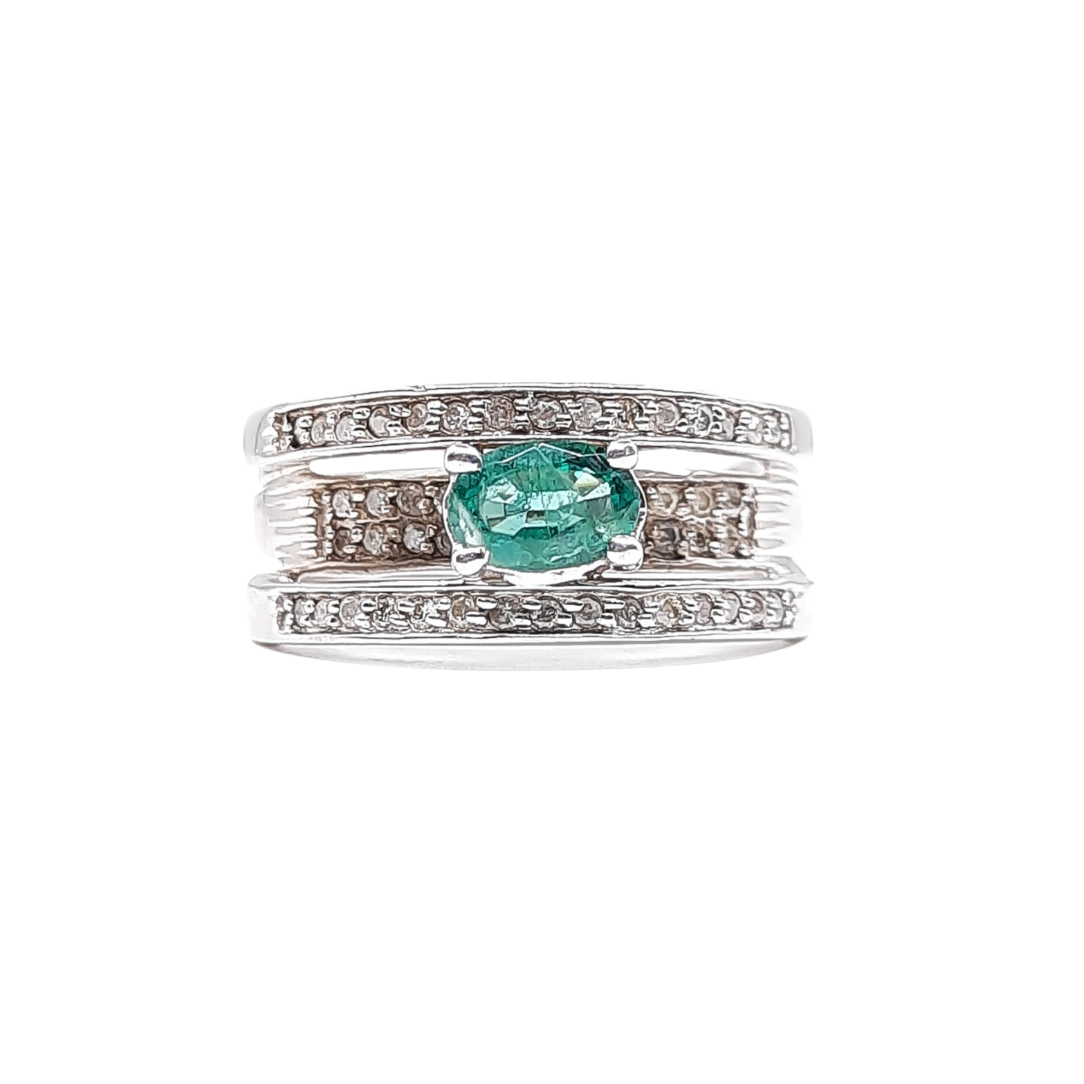 Emerald 0.75ct tw and Diamond 0.40ct tw Women's Ring 14kt Gold