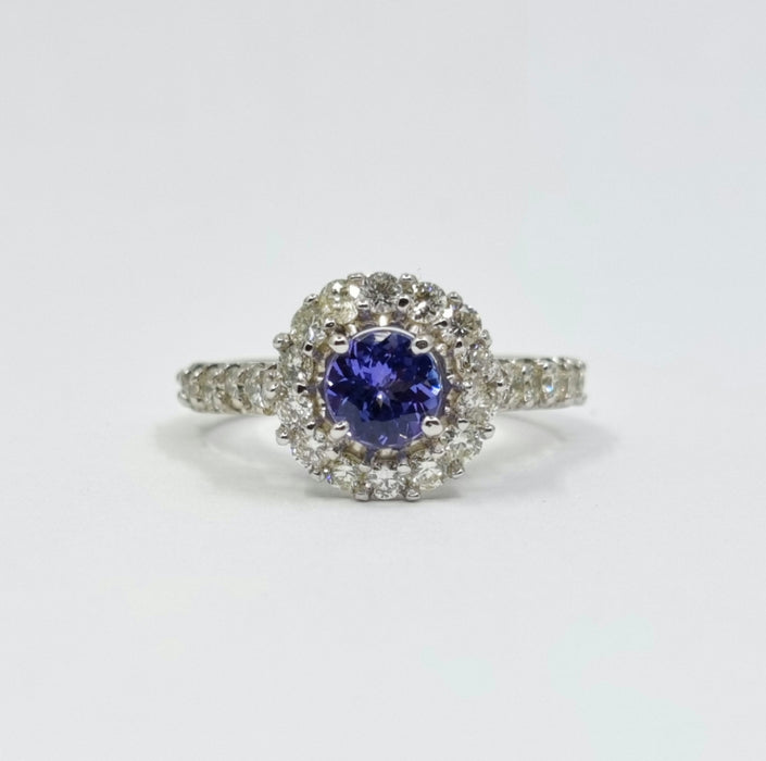 Tanzanite 1.00 ct tw Ring with 1.15 Diamonds & 14kt Gold