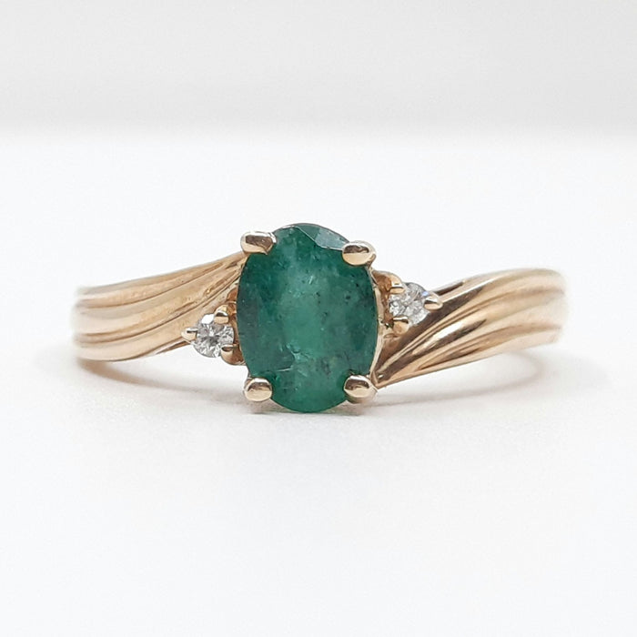 Emerald 0.70ct tw and Diamond 0.05ct tw Women's Ring 14kt Gold