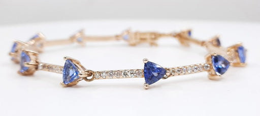 Tanzanite 5.50ct tw & Diamond 0.40ct tw Bracelet - 14kt Gold