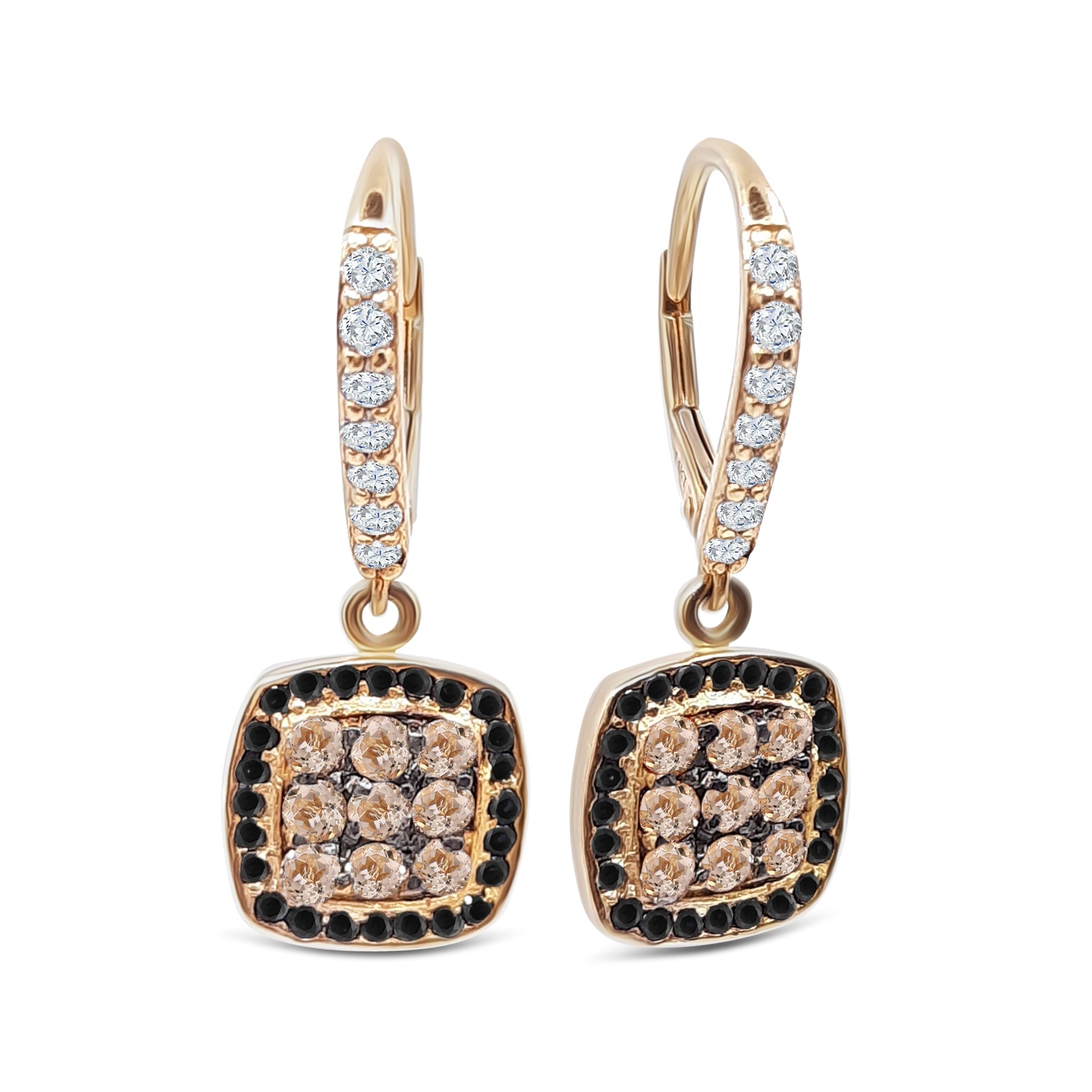Amante Diamond Earrings 1.50ct tw with Choco Diamonds 14kt Gold