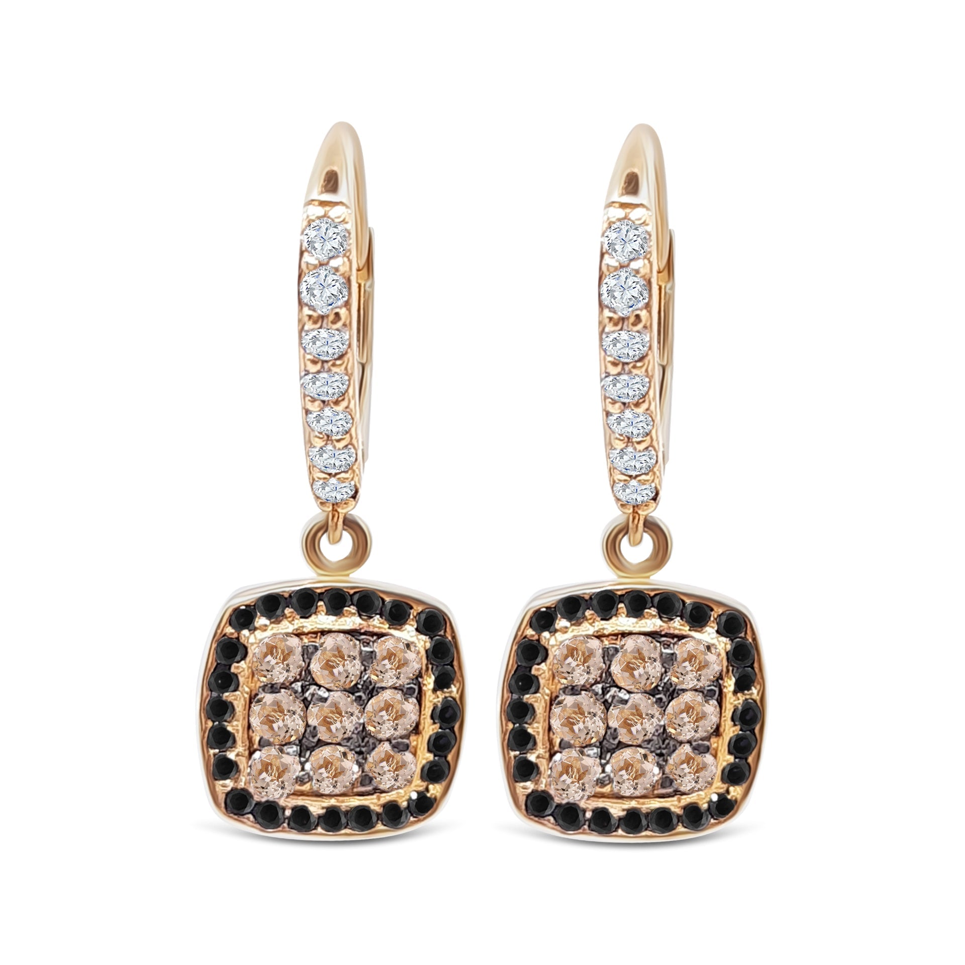 Amante Diamond Earrings 1.50ct tw with Choco Diamonds 14kt Gold