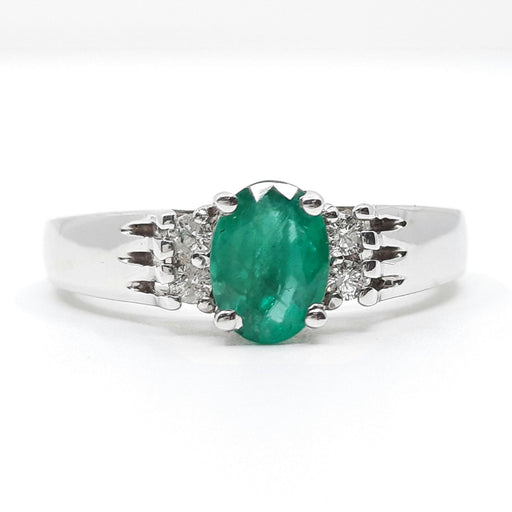 Emerald 0.75ct tw and Diamond 0.10ct tw Women's Ring 14kt Gold