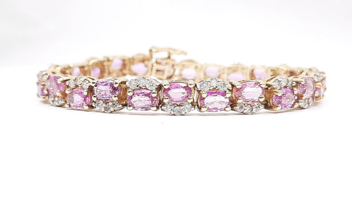 Pink Sapphire 14.40 ct tw & Diamond 1.55 ct tw Bracelet in 14kt Gold
