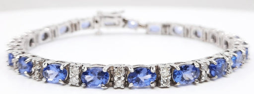 Tanzanite 12.00ct tw & Diamond 1.50ct tw Bracelet - 14kt Gold