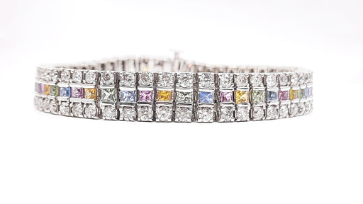 Rainbow Sapphire 6.61 ct tw & Diamond 9.10 ct tw Bracelet in 14kt Gold