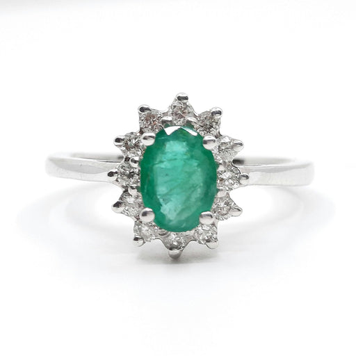 Emerald 0.80ct tw and Diamond 0.30ct tw Women's Ring 14kt Gold