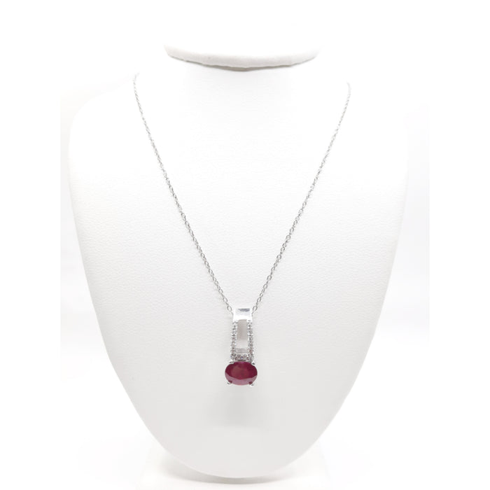 Ruby 1.50 cttw Pendant with Diamonds 0.20 cttw in 14kt Gold