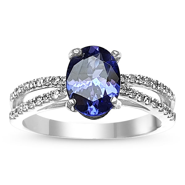 Tanzanite 1.25 ct tw Ring with 0.15 ct tw Diamonds in 14kt Gold