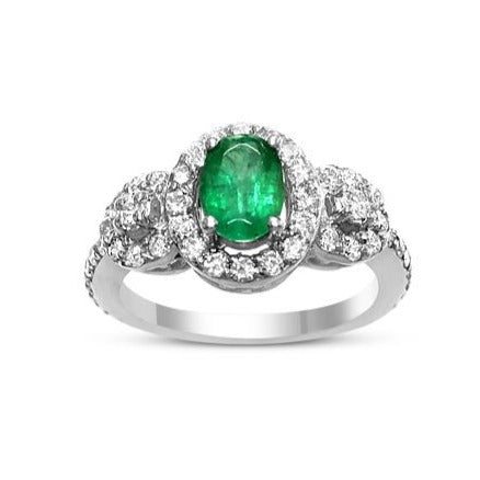 Emerald 0.80ct tw and Diamond 0.80ct tw Women's Ring 14kt Gold