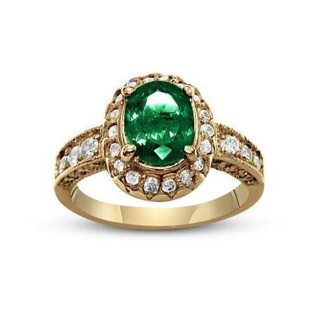 Emerald 1.76ct tw and Diamond 0.45ct tw Women's Ring 14kt Gold