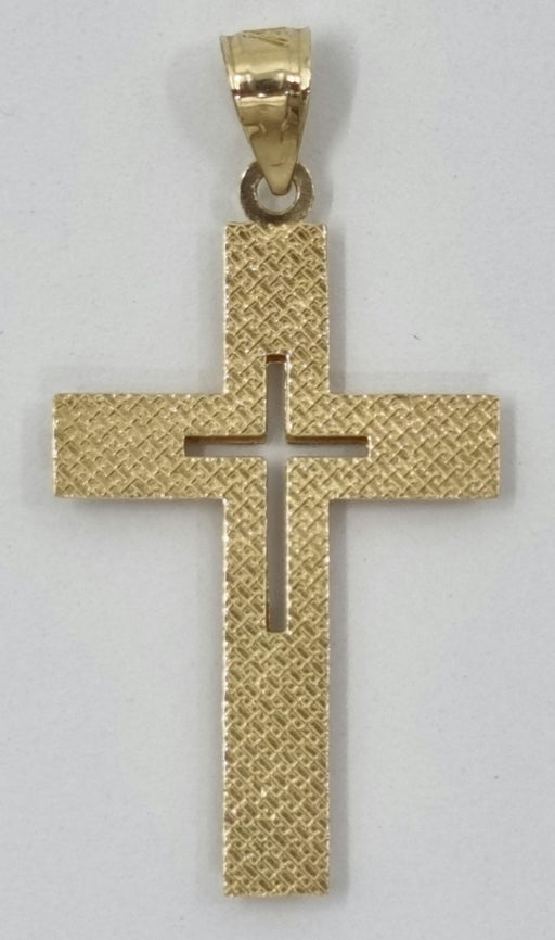 14k 2Tone CutOut Cross Pendant for Woman