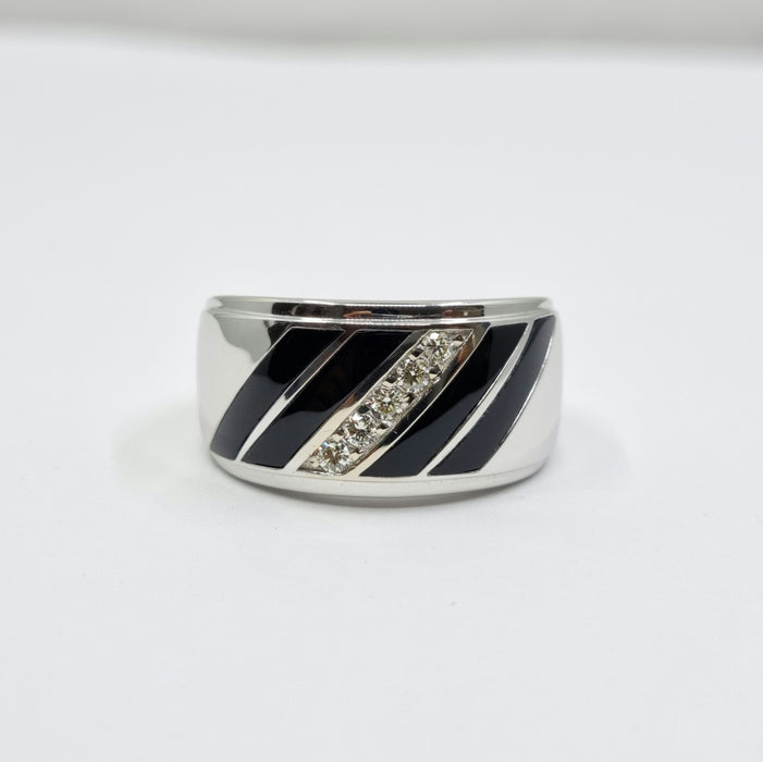 Men's Diamond Ring 0.20 ct tw 14kt Gold & Black Onyx