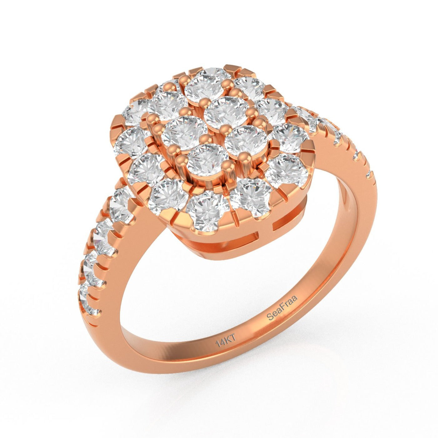 SeaFraa Cushion Shape Diamond Ring 1.10 carats of diamonds in 14kt Gold