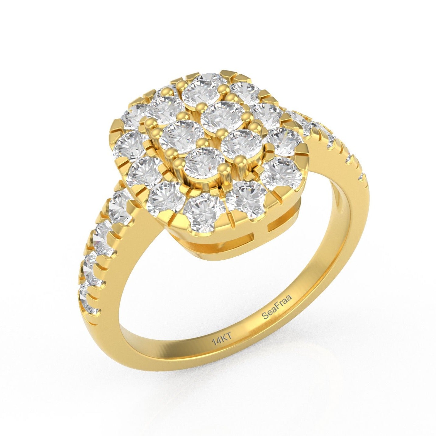 SeaFraa Cushion Shape Diamond Ring 1.10 carats of diamonds in 14kt Gold