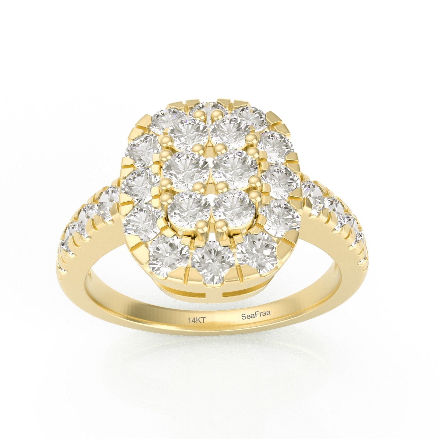 SeaFraa Cushion Shape Diamond Ring 1.10 carats of diamonds in 14kt Gold