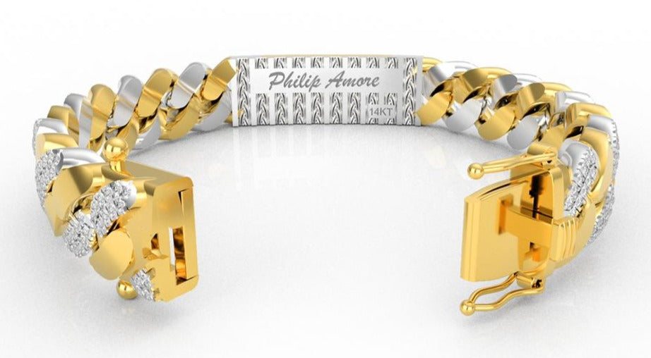 Philip Amore Diamond VIP Bracelet 14MM 9" 14kt Gold Diamonds 5.05 ct tw