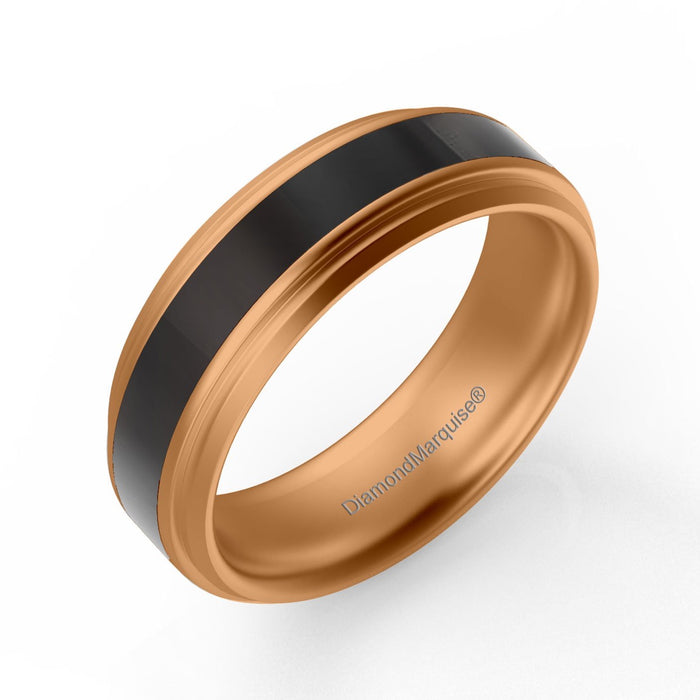 Wedding Band 14kt Gold 6MM With Black Band