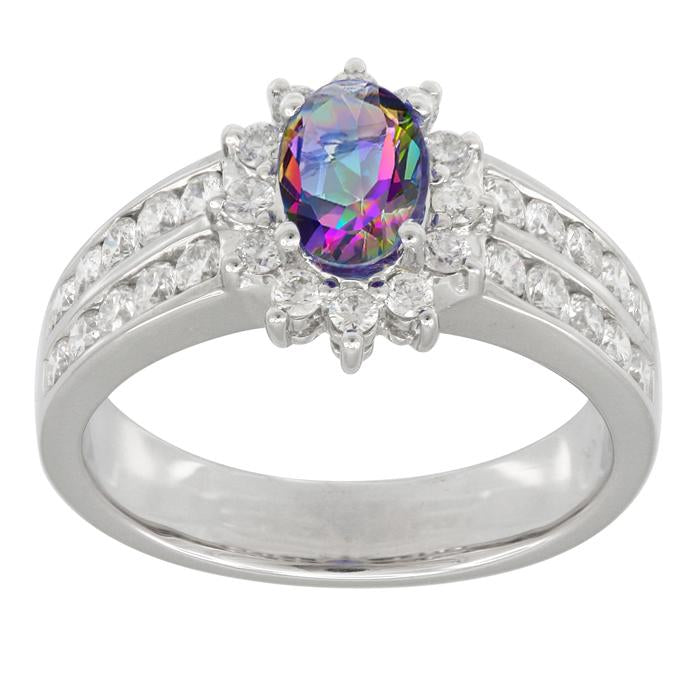 Caymanique Ring in 925 Sterling Silver and CZs, 2.25cttw