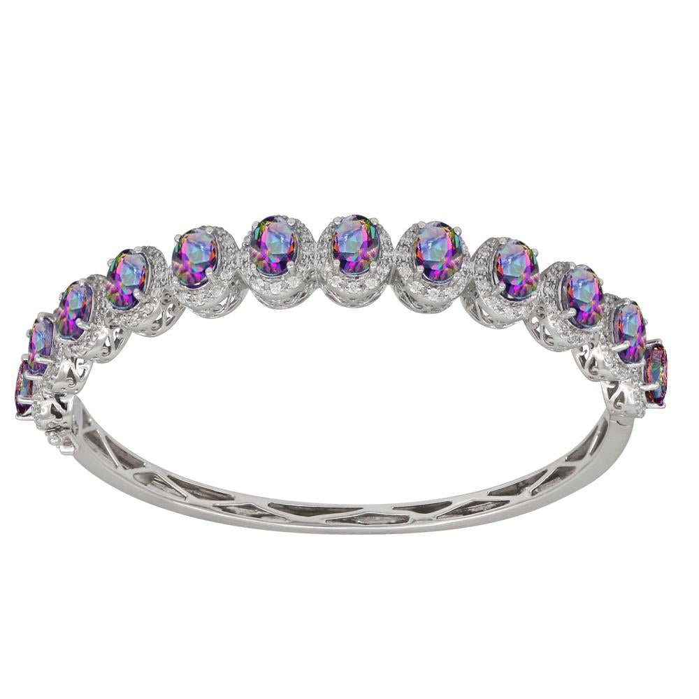 Caymanique Bangle in 925 Sterling Silver and CZs, 8.0cttw