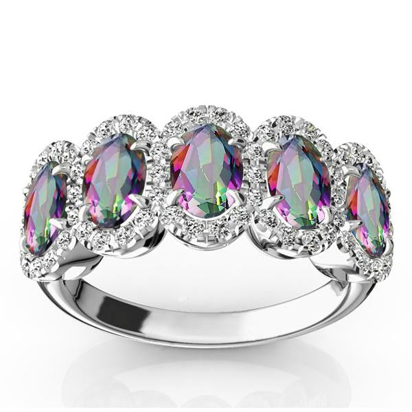 Caymanique Ring in 925 Sterling Silver and CZs, 3.0cttw