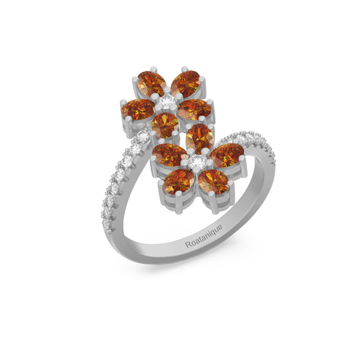 Roatanique Flower Ring with CZ's in 925 Silver