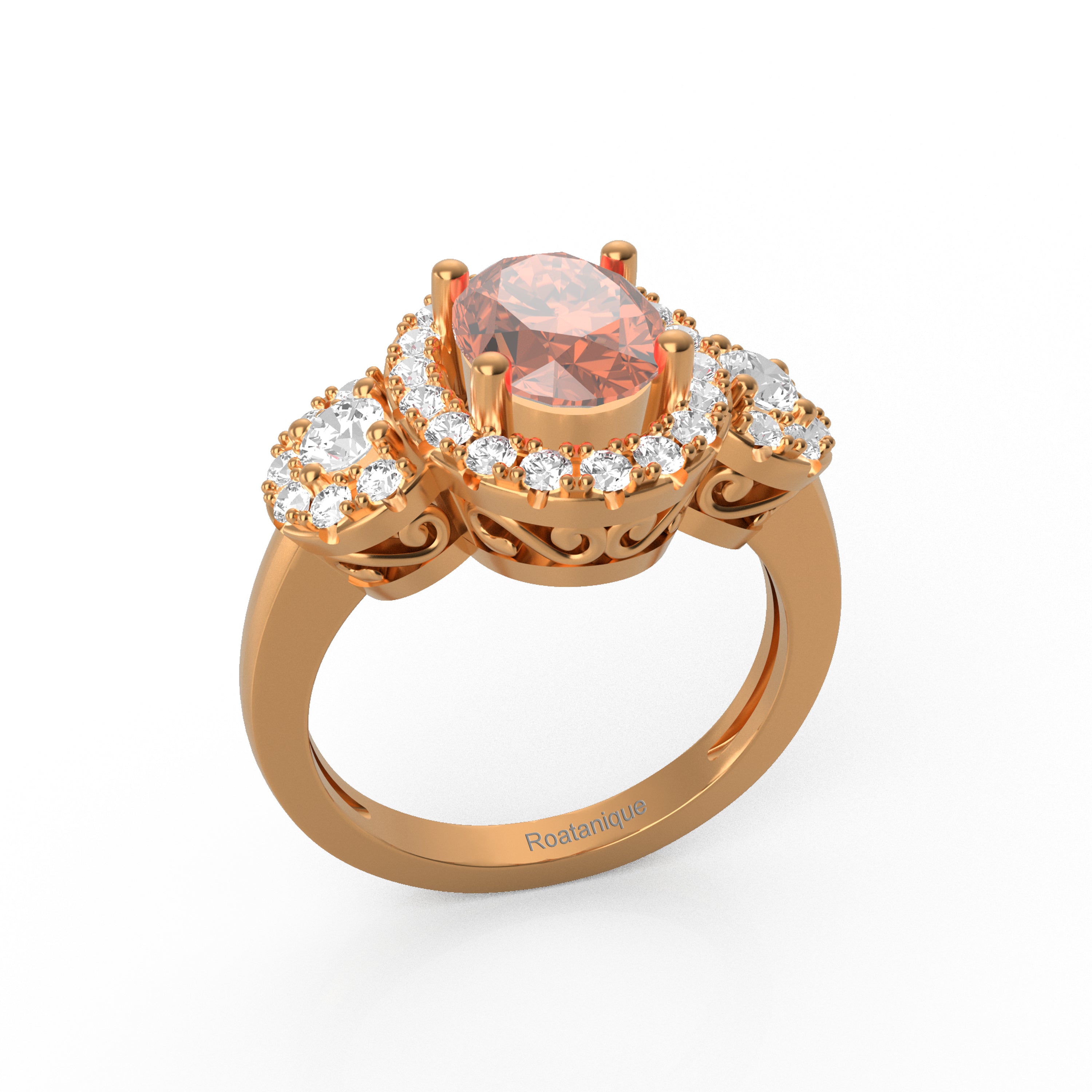 “Halo of Love” Ring featured with a stunning 1.35ct Oval Roatanique