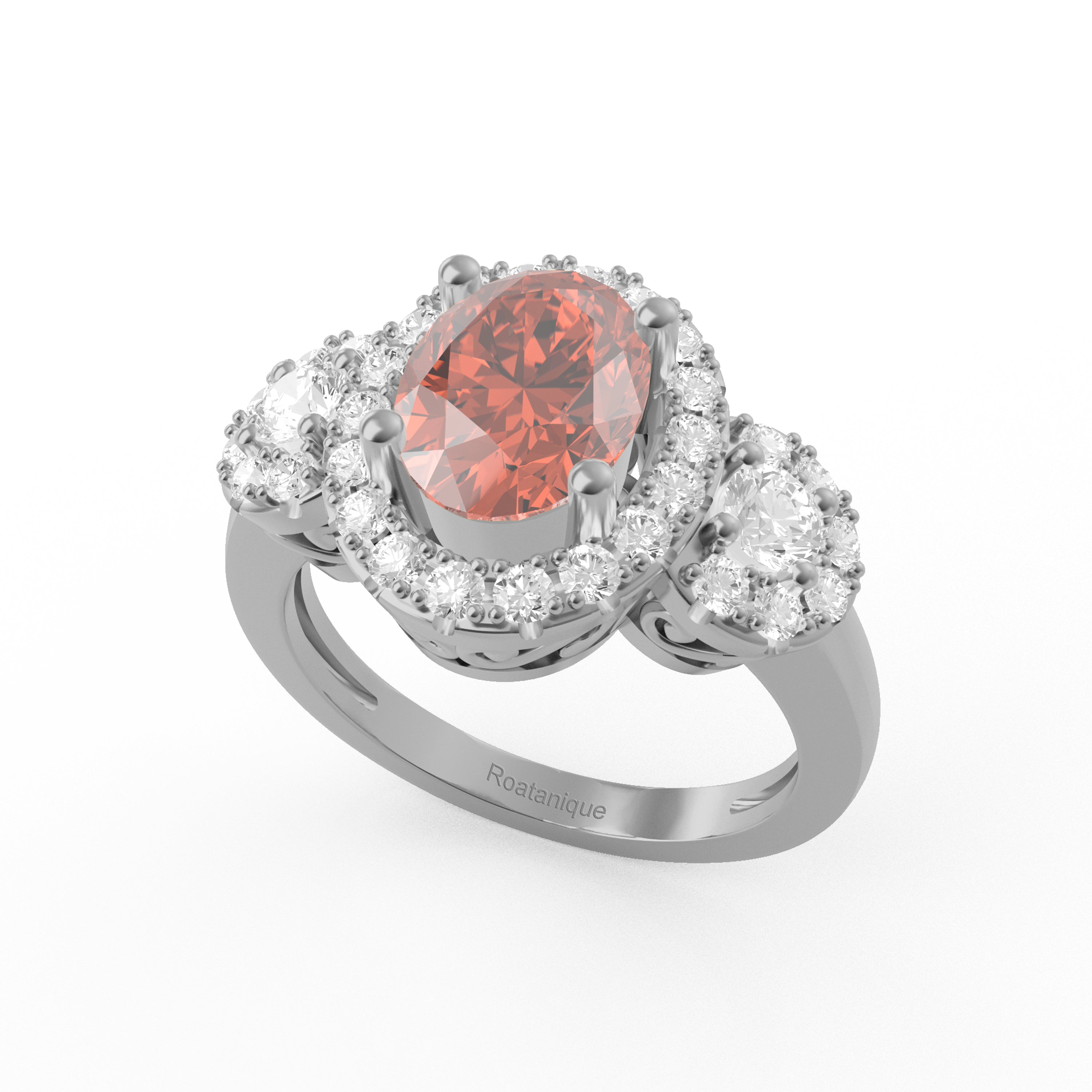 “Halo of Love” Ring featured with a stunning 1.35ct Oval Roatanique