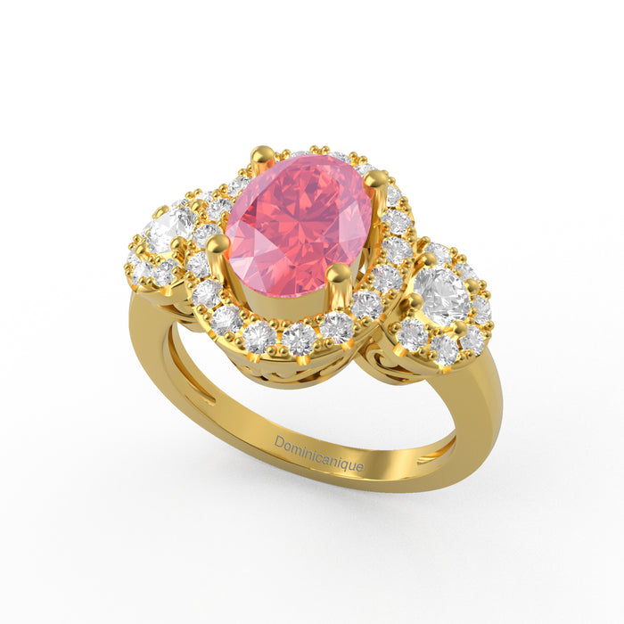 “Halo of Love” Ring featured with a stunning 1.35ct Oval Dominicanique
