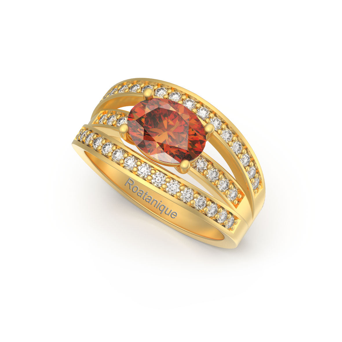 Roatanique Oval Split Band Ring with CZ's in 925 Silver