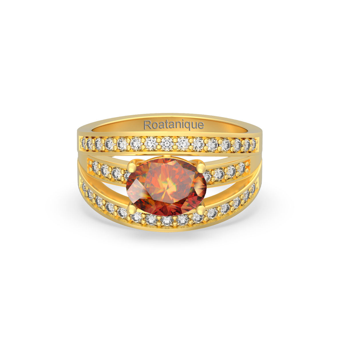 Roatanique Oval Split Band Ring with CZ's in 925 Silver