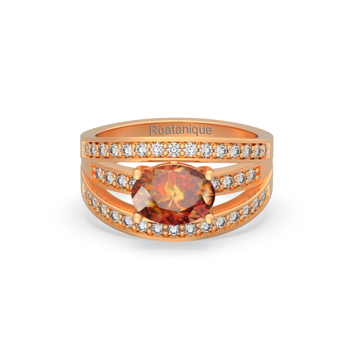 Roatanique Oval Split Band Ring with CZ's in 925 Silver