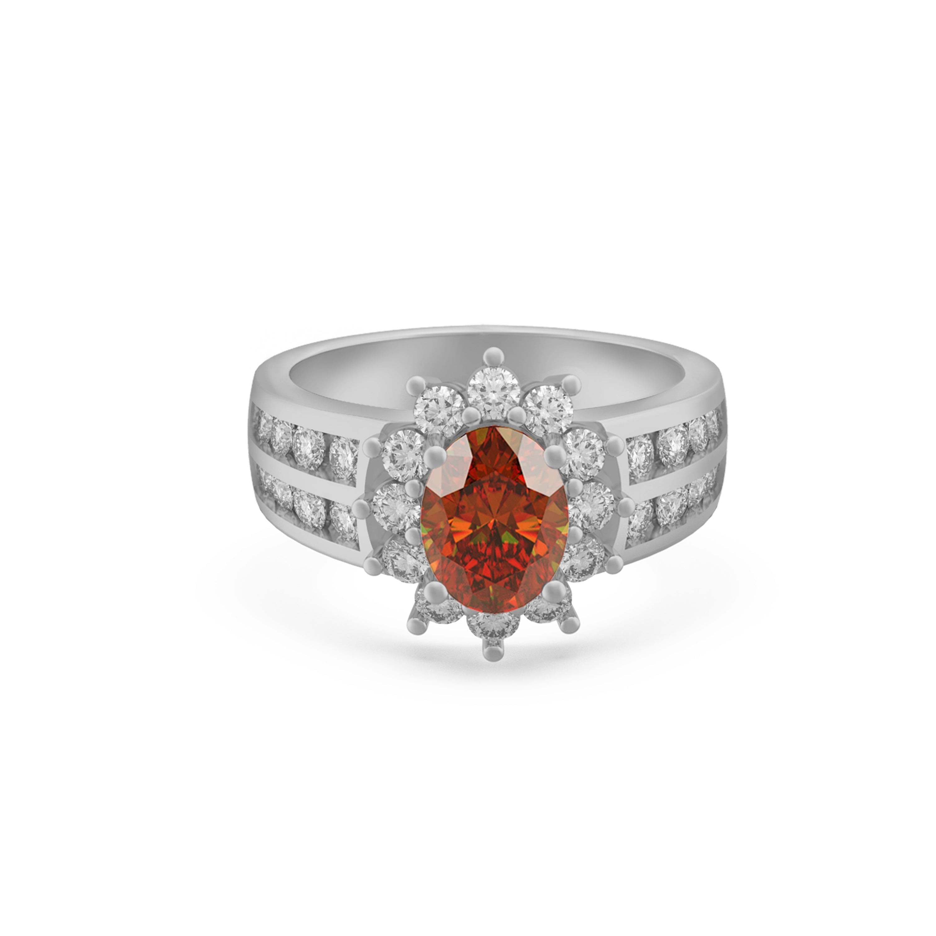 Roatanique Oval Halo Ring with CZ's in 925 Silver