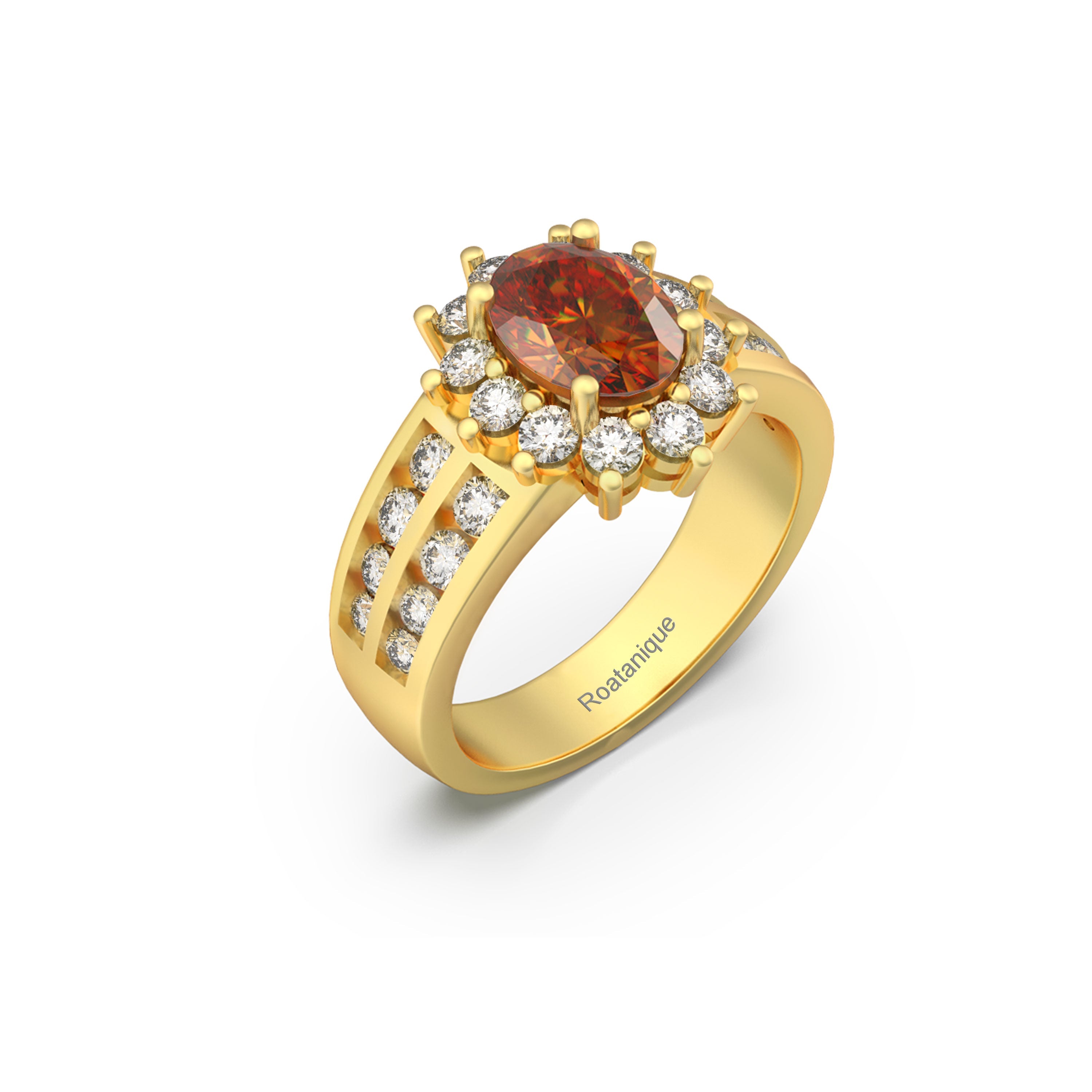 Roatanique Oval Halo Ring with CZ's in 925 Silver